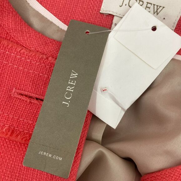 J.Crew Jacket Size 4 Coral Cropped Long Sleeve Fringe Trim Button NWT - Picture 14 of 16